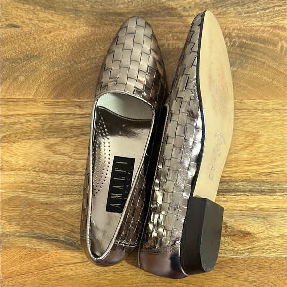 Amalfi Vintage Woven Leather Metallic Flats Made in Italy - Pewter 8.5AAA - Picture 10 of 10
